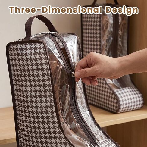 4 Pcs Boot Bags for Cowboy Boots Boot Storage Organizer Tall Boots, Houndstooth Shoe Storage Bags with Handles, Dust Proof Travel Shoes Organizer for Packing, Daily Use, Home Closet Organization in Saudi Arabia