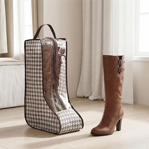 4 Pcs Boot Bags for Cowboy Boots Boot Storage Organizer Tall Boots, Houndstooth Shoe Storage Bags with Handles, Dust Proof Travel Shoes Organizer for Packing, Daily Use, Home Closet Organization in Saudi Arabia