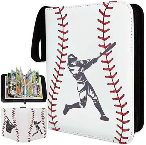 Trading Card Binder with Zipper - 900 Pocket PU Leather Card Holder, 3-Ring Album Organizer for Baseball, Football, Sports Cards & Collectible Game Cards, Protective Storage Book (White) in Saudi Arabia