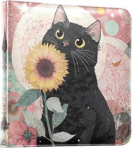 JIPONI Sunflower Cat Large Photo Album, DIY Leather Cover Scrapbook Albums for 4x6 5x7 6x8 Pictures, Self Adhesive Memory Book for Pet, Baby, Family in Saudi Arabia