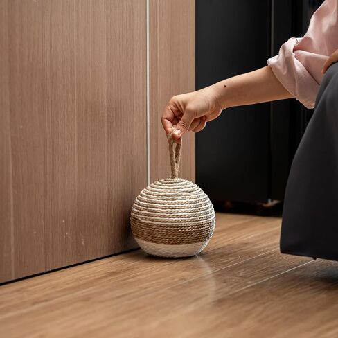 PEMAR Natural Wicker Door Stopper with Handle, Rustic Farmhouse Decorative Door Stop, Heavy Indoor Doorstop, Nautical Blocker Jammer 6.3''D Sphere Ball Shape (Seagrass) in Saudi Arabia