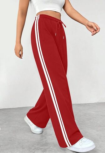 Womens Track Pants Wide Leg Loose Fit Athletic Running Training Warm-Up Sweatpants Joggers Gym Lounge Pants Red XL in Saudi Arabia