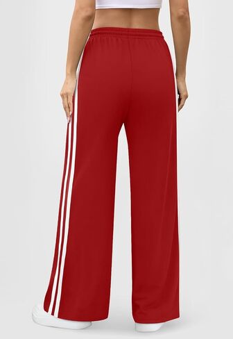 Womens Track Pants Wide Leg Loose Fit Athletic Running Training Warm-Up Sweatpants Joggers Gym Lounge Pants Red XL in Saudi Arabia
