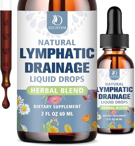 LUCNVEM Liposomal Lymphatic Drainage Drops – 9 in 1 Organic Lymphatic Drainage Drops with Echinacea, Burdock Root, Dandelion, Milk Thistle for Lymphatic Health & Immune Support, Sugar Free, 2 Fl Oz in Saudi Arabia