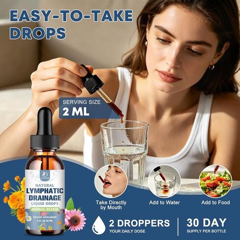 LUCNVEM Liposomal Lymphatic Drainage Drops – 9 in 1 Organic Lymphatic Drainage Drops with Echinacea, Burdock Root, Dandelion, Milk Thistle for Lymphatic Health & Immune Support, Sugar Free, 2 Fl Oz in Saudi Arabia