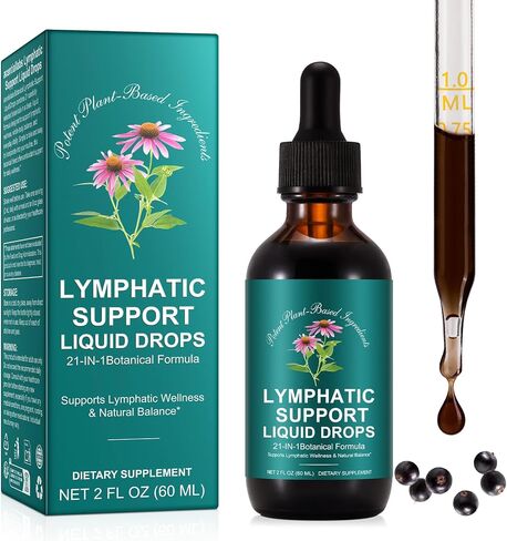 21-in-1 Lymphatic Drainage Drops， Lymphatic Support Liquid Drops with Turmeric, Elderberry & Dandelion, for Women & Men, 2 fl oz in Saudi Arabia