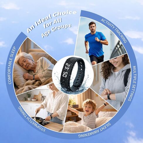 Vibrating Alarm Clock Silent Wristband for Heavy Sleepers Battery Wrist Watch Bands for Deaf Loud for Adults Wearable Bracelet Won't Wake Partner Band Vibration Wake up Extremely Deep Sleeper in Saudi Arabia