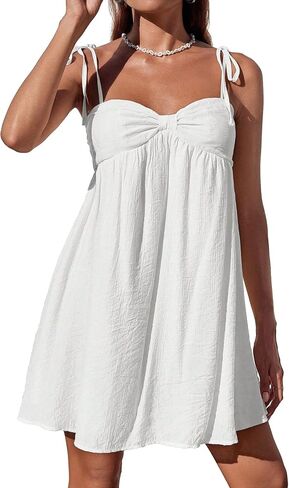 Narecte Casual Summer Dresses for Women Flowy Sun Dress Cute Mini Slip Dress Spaghetti Strap Dress in Kuwait