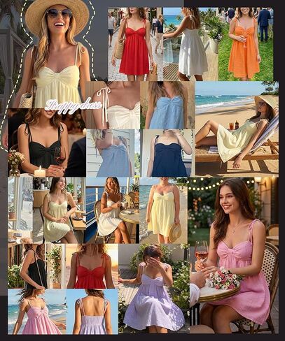 Narecte Casual Summer Dresses for Women Flowy Sun Dress Cute Mini Slip Dress Spaghetti Strap Dress in Kuwait