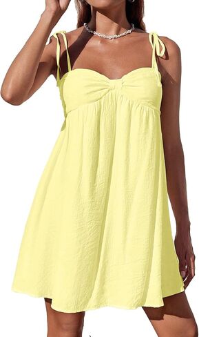 Narecte Casual Summer Dresses for Women Flowy Sun Dress Cute Mini Slip Dress Spaghetti Strap Dress in Kuwait