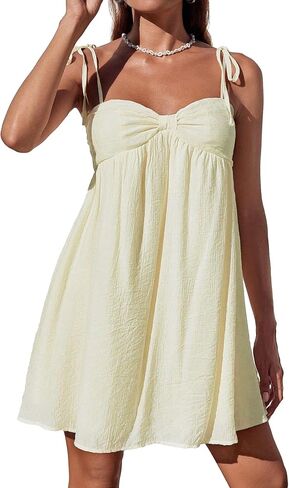 Narecte Casual Summer Dresses for Women Flowy Sun Dress Cute Mini Slip Dress Spaghetti Strap Dress in Kuwait
