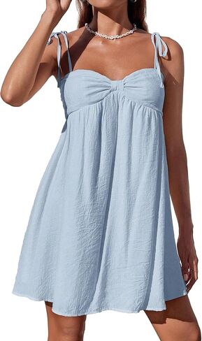 Narecte Casual Summer Dresses for Women Flowy Sun Dress Cute Mini Slip Dress Spaghetti Strap Dress in Kuwait