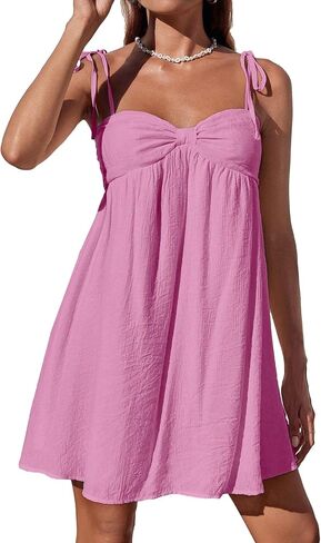 Narecte Casual Summer Dresses for Women Flowy Sun Dress Cute Mini Slip Dress Spaghetti Strap Dress in Kuwait