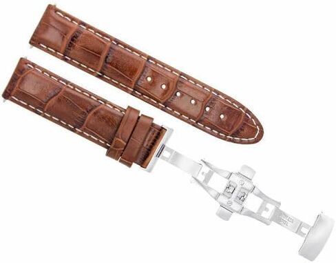 Ewatchparts 18-19-20-22-24mm Leather Watch Band Strap With Deployment Clasp Compatible With Bulova Watch in Kuwait