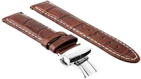 Ewatchparts 18-19-20-22-24mm Leather Watch Band Strap With Deployment Clasp Compatible With Bulova Watch in Kuwait