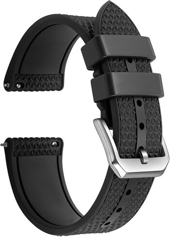 FKM Rubber Watch Strap 20mm, Quick Release Watch Band 22mm for Men Women, Waterproof Soft Premium Fluororubber Sport Breathable Replacement Wristband in Kuwait