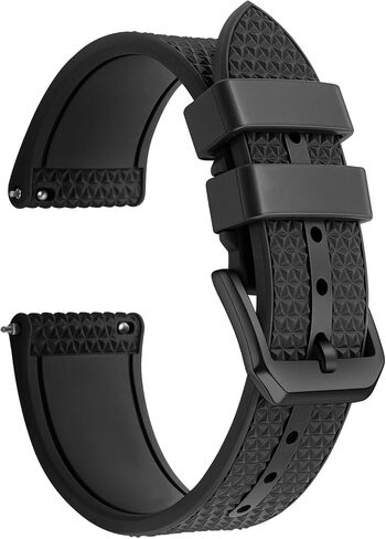 FKM Rubber Watch Strap 20mm, Quick Release Watch Band 22mm for Men Women, Waterproof Soft Premium Fluororubber Sport Breathable Replacement Wristband in Kuwait