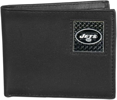 Siskiyou Sports NFL New York Jets Leather Gridiron Bi-Fold Wallet Black in Kuwait
