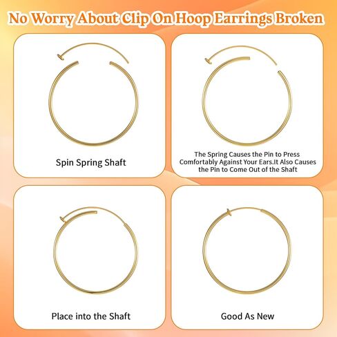 3Pairs Clip on Hoop Earrings for Women, Large Clip on Gold Earrings, Stainless Steel Non Pierced Earring Fake Hoop Earring in Kuwait