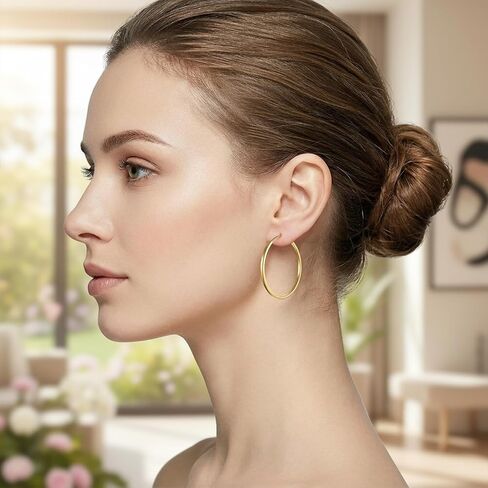 3Pairs Clip on Hoop Earrings for Women, Large Clip on Gold Earrings, Stainless Steel Non Pierced Earring Fake Hoop Earring in Kuwait