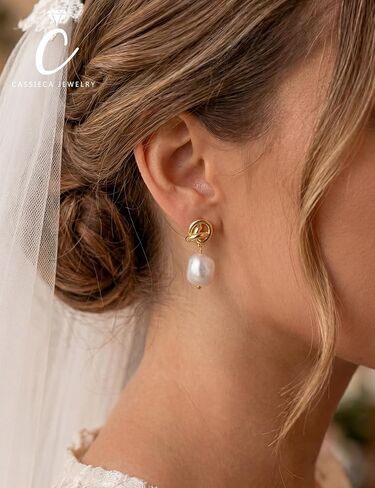 CASSIECA Clip on Earrings Women Pearl Earrings Hypoallergenic 14K Gold Plated Non Pierced Earring Comfortable Fake Drop Dangle Cubic Zirconia Lightweight Pearl Accessories Jewelry Gift Knot in Kuwait