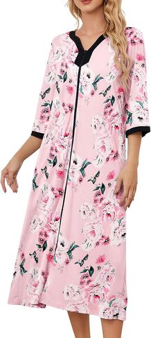 PITINAN Moo Moo Nightgown House Dress Zip up Robes for Women Long Lounge Dress House Coat Women S-3XL in Saudi Arabia