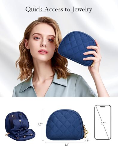 FINTIE Travel Jewelry Case, Small Velvet Jewelry Bag with Zipper, Anti-Scratch & Portable Organizer Pouch for Rings, Earrings, Necklaces, Watches and Bracelets, Gift for Women Girl (Teal Blue) in Kuwait