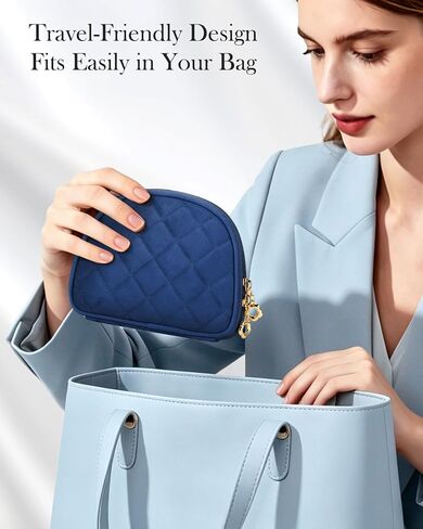 FINTIE Travel Jewelry Case, Small Velvet Jewelry Bag with Zipper, Anti-Scratch & Portable Organizer Pouch for Rings, Earrings, Necklaces, Watches and Bracelets, Gift for Women Girl (Teal Blue) in Kuwait