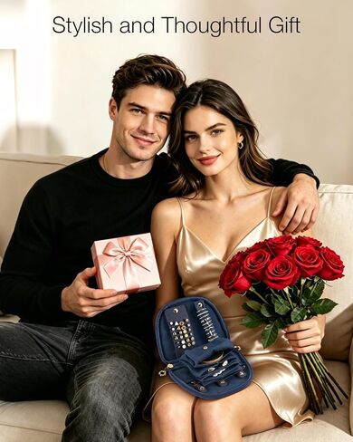 FINTIE Travel Jewelry Case, Small Velvet Jewelry Bag with Zipper, Anti-Scratch & Portable Organizer Pouch for Rings, Earrings, Necklaces, Watches and Bracelets, Gift for Women Girl (Teal Blue) in Kuwait
