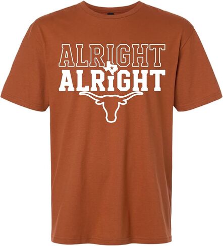 Alright Alright Texas T-Shirt - Western Steer Graphic Tee - Southern Catchphrase State Pride Shirt - Soft Cotton Graphic Tee in Kuwait