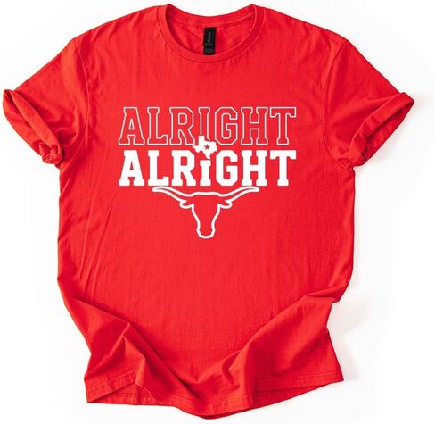 Alright Alright Texas T-Shirt - Western Steer Graphic Tee - Southern Catchphrase State Pride Shirt - Soft Cotton Graphic Tee in Kuwait