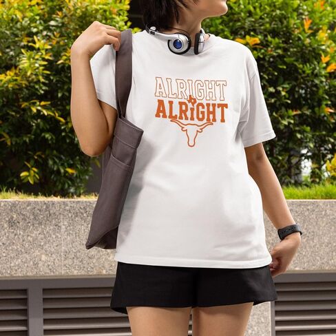 Alright Alright Texas T-Shirt - Western Steer Graphic Tee - Southern Catchphrase State Pride Shirt - Soft Cotton Graphic Tee in Kuwait