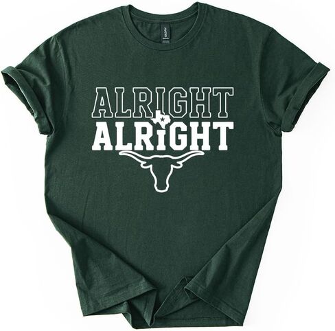Alright Alright Texas T-Shirt - Western Steer Graphic Tee - Southern Catchphrase State Pride Shirt - Soft Cotton Graphic Tee in Kuwait