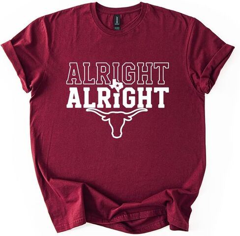 Alright Alright Texas T-Shirt - Western Steer Graphic Tee - Southern Catchphrase State Pride Shirt - Soft Cotton Graphic Tee in Kuwait