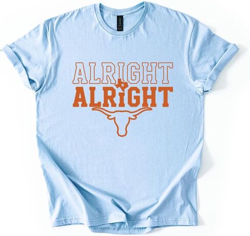 Alright Alright Texas T-Shirt - Western Steer Graphic Tee - Southern Catchphrase State Pride Shirt - Soft Cotton Graphic Tee in Kuwait