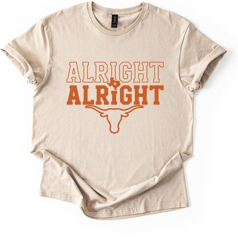 Alright Alright Texas T-Shirt - Western Steer Graphic Tee - Southern Catchphrase State Pride Shirt - Soft Cotton Graphic Tee in Kuwait