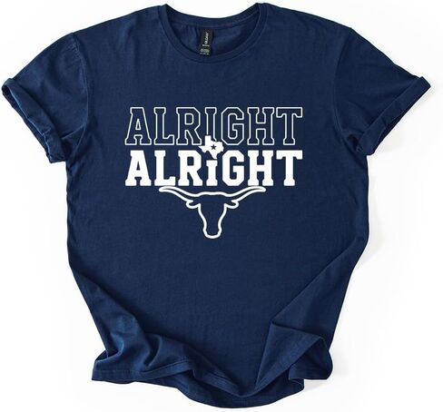 Alright Alright Texas T-Shirt - Western Steer Graphic Tee - Southern Catchphrase State Pride Shirt - Soft Cotton Graphic Tee in Kuwait