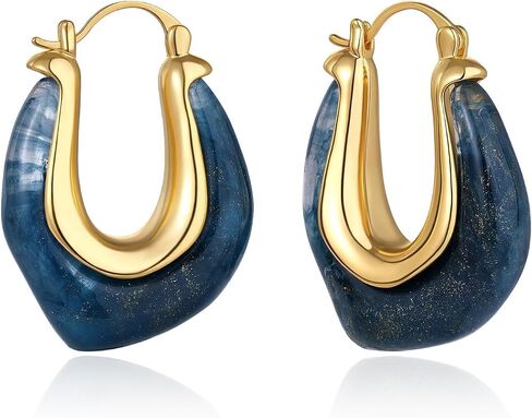 KELORIS PATH Acrylic Hoop Earrings for Women, 14K Gold Plated Resin Hoops, Translucent Hypoallergenic Fashion Vintage Jewelry Gifts in Saudi Arabia
