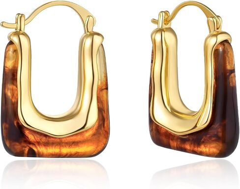 KELORIS PATH Acrylic Hoop Earrings for Women, 14K Gold Plated Resin Hoops, Translucent Hypoallergenic Fashion Vintage Jewelry Gifts in Saudi Arabia