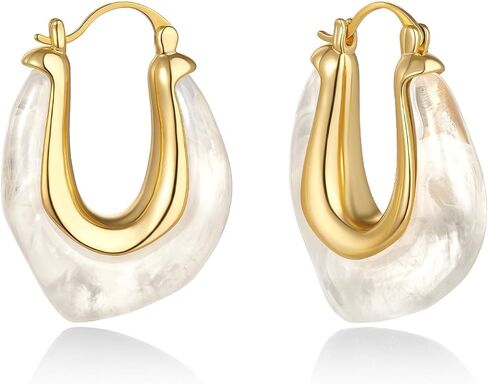 KELORIS PATH Acrylic Hoop Earrings for Women, 14K Gold Plated Resin Hoops, Translucent Hypoallergenic Fashion Vintage Jewelry Gifts in Saudi Arabia