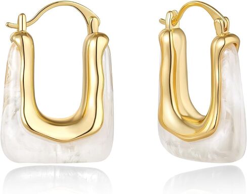 KELORIS PATH Acrylic Hoop Earrings for Women, 14K Gold Plated Resin Hoops, Translucent Hypoallergenic Fashion Vintage Jewelry Gifts in Saudi Arabia