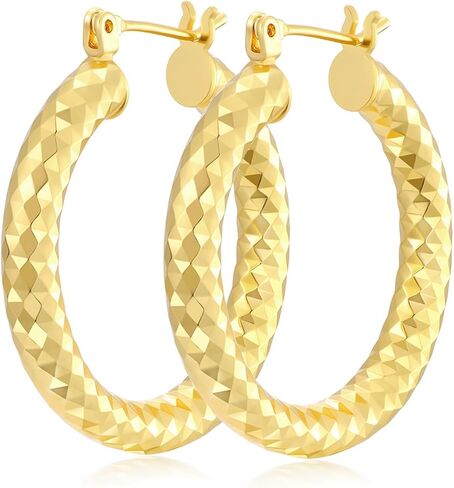 Gold Hoop Earrings 14K Gold Earrings for Women Wrinkle Texture Earring for Women Hypoallergenic Hoops Womens Earring in Saudi Arabia