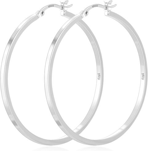 PABBEU 925 Sterling Silver Hoop Earrings Hypoallergenic Silver Hoop Earrings Lightweight Large Hoop Earrings for Women with 925 Sterling Silver Post 20/30/40/50/60/70mm in Saudi Arabia