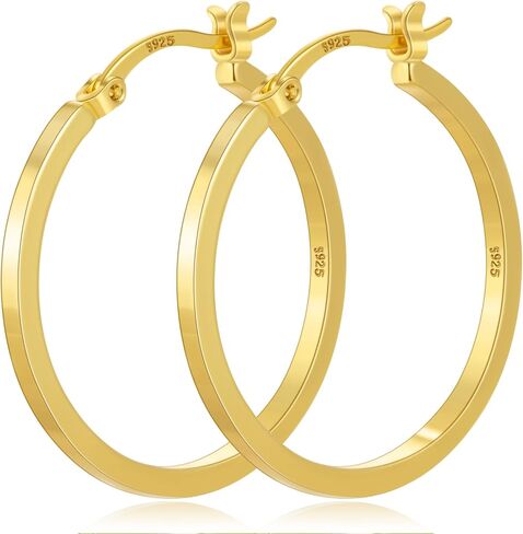 PABBEU 925 Sterling Silver Hoop Earrings Hypoallergenic Silver Hoop Earrings Lightweight Large Hoop Earrings for Women with 925 Sterling Silver Post 20/30/40/50/60/70mm in Saudi Arabia