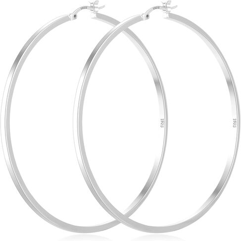 PABBEU 925 Sterling Silver Hoop Earrings Hypoallergenic Silver Hoop Earrings Lightweight Large Hoop Earrings for Women with 925 Sterling Silver Post 20/30/40/50/60/70mm in Saudi Arabia