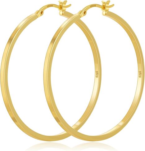 PABBEU 925 Sterling Silver Hoop Earrings Hypoallergenic Silver Hoop Earrings Lightweight Large Hoop Earrings for Women with 925 Sterling Silver Post 20/30/40/50/60/70mm in Saudi Arabia
