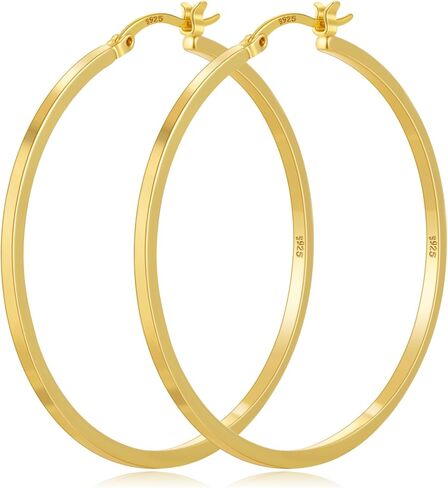 PABBEU 925 Sterling Silver Hoop Earrings Hypoallergenic Silver Hoop Earrings Lightweight Large Hoop Earrings for Women with 925 Sterling Silver Post 20/30/40/50/60/70mm in Saudi Arabia