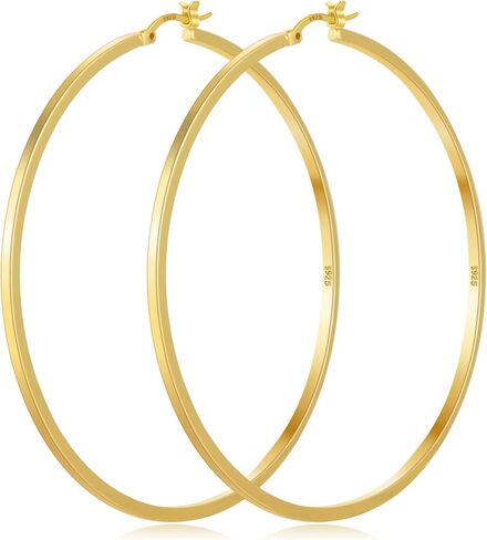 PABBEU 925 Sterling Silver Hoop Earrings Hypoallergenic Silver Hoop Earrings Lightweight Large Hoop Earrings for Women with 925 Sterling Silver Post 20/30/40/50/60/70mm in Saudi Arabia