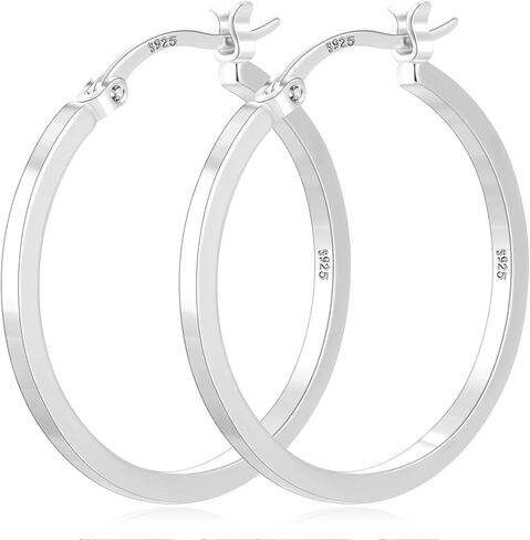 PABBEU 925 Sterling Silver Hoop Earrings Hypoallergenic Silver Hoop Earrings Lightweight Large Hoop Earrings for Women with 925 Sterling Silver Post 20/30/40/50/60/70mm in Saudi Arabia