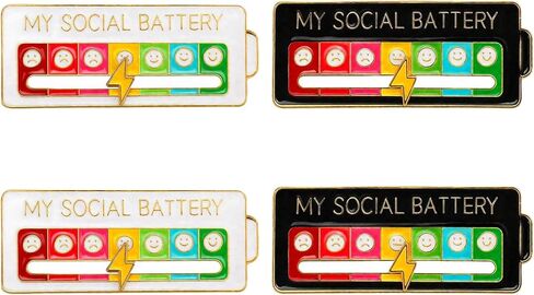 Social Battery Pin,My Social Battery Slider Pin,Funny Interactive Brooch Enamel Pins in Kuwait